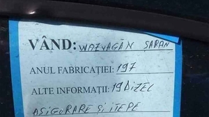 Anunțul unui român analfabet a devenit viral: "Vând Wozvagăn Șaran. Asigurare și itepe are până..." Ce preț cere