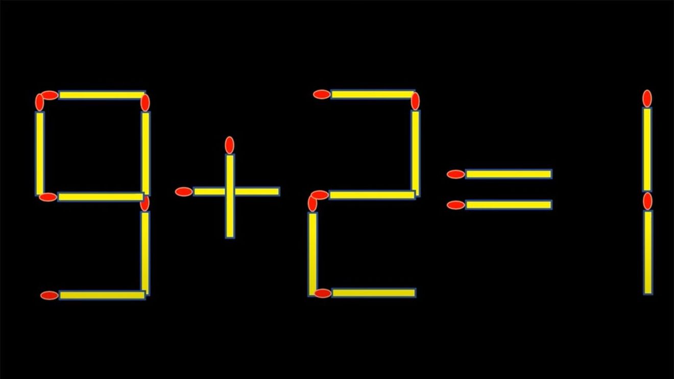 Test de inteligență | Corectați 9+2=1, mutând un singur chibrit!