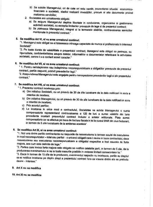 Act adiţional la contractul dintre Unirea Shopping Center şi PALL D'OR CON SA