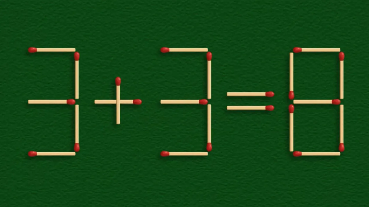 Test de inteligență | Mutați un singur chibrit pentru a corecta 3 + 3 = 8