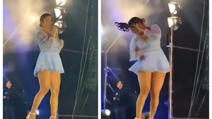 Cântăreață celebră, la un pas de tragedie! O dronă a lovit-o când era pe scenă