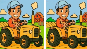 Test de perspicacitate | Identificați toate cele 3 diferențe dintre acești doi tractoriști!