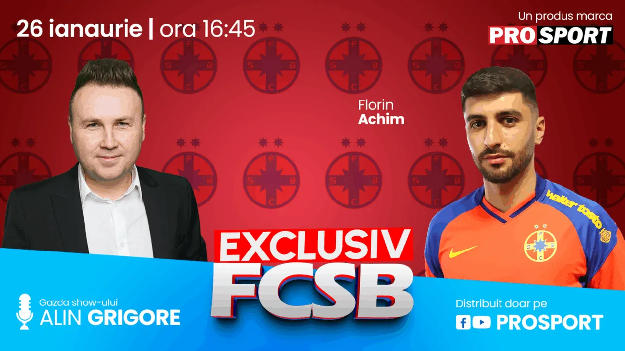 „EXCLUSIV FCSB”, o producție marca ProSport, revine în această seară cu o nouă ediție incendiară, de la ora 16:45, pe canalul de YouTube ProSport și pe pagina de Facebook ProSport