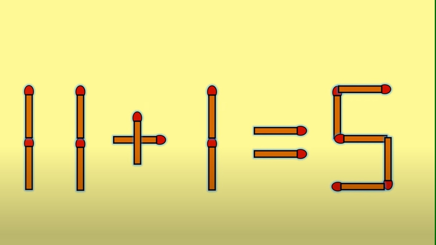 Test de inteligență | Mutați un singur chibrit pentru a corecta 11 + 1 = 5