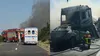 Accident violent pe DN58, urmat de incendiu. Șoferul unui autoturism a murit