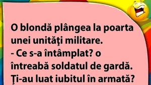 BANC | O blondă plângea la poarta unei unități militare