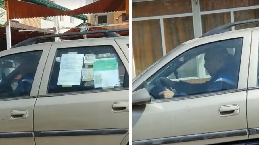 Idee genială! Un bărbat din Iași și-a lipit declarația de proprie răspundere pe geamul mașinii