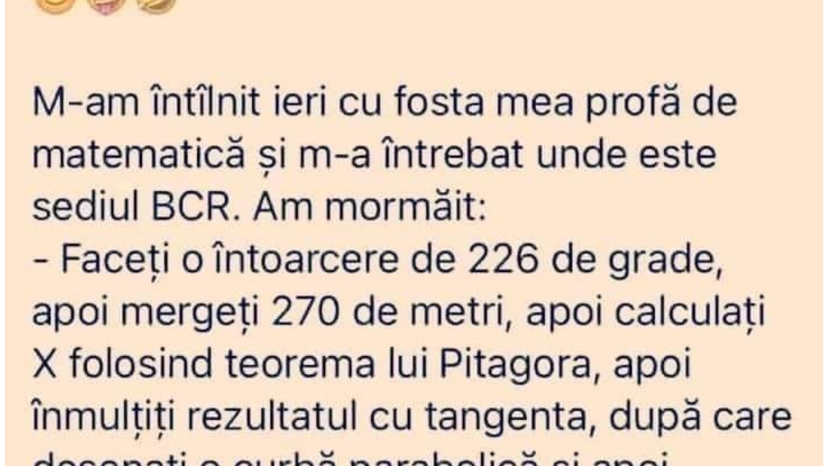 Bancul zilei | "M-am întâlnit ieri cu fosta mea profă de matematică"