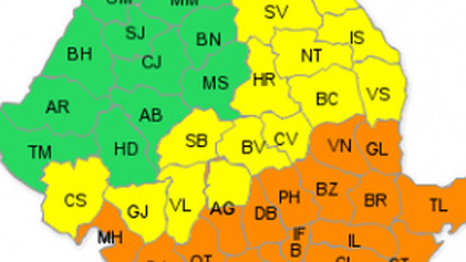 Cod portocaliu pentru sudul si sud-estul tarii!