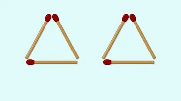 99 din 100 se dau bătuți la acest test IQ | Mutați un singur băț, pentru a obține 4 triunghiuri!