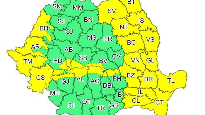 Avertizare meteo! Începe alerta de cod galben în 27 de județe