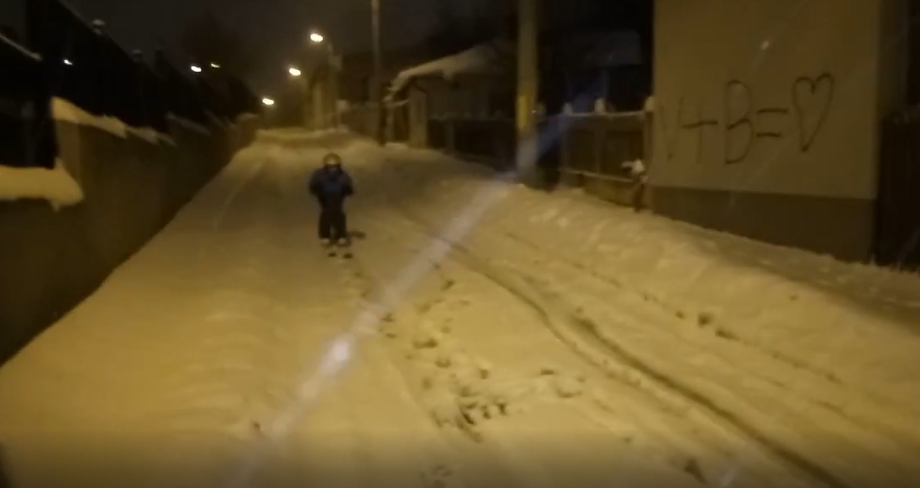 La schi, pe străzile din Craiova