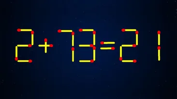 Test de inteligență | Mutați un singur chibrit pentru a corecta 2 + 73 = 21
