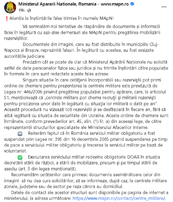 Anunțul făcut de MApN! Singura situație în care armata este, de fapt, obligatorie