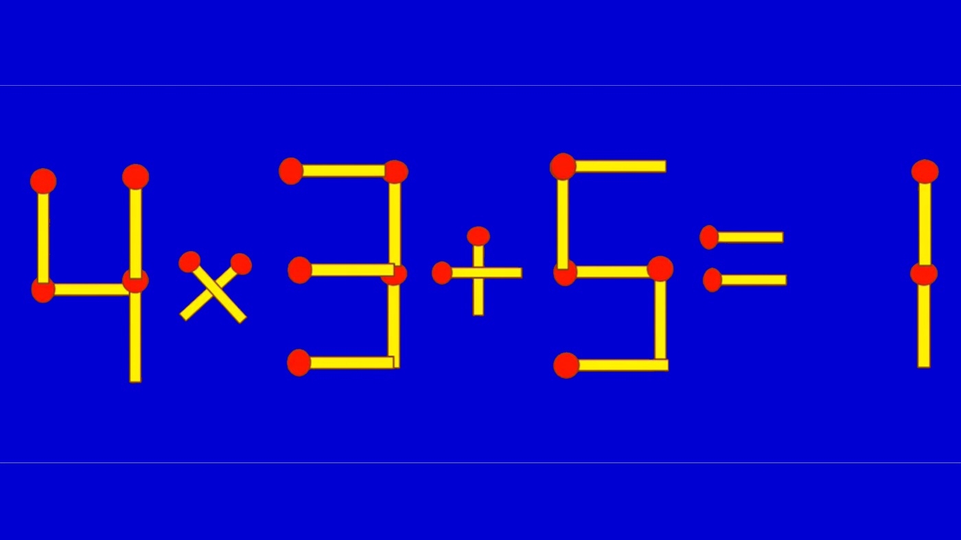 Test IQ cu chibrituri | Corectați 4 x 3 + 5 = 1, mutând un singur băț
