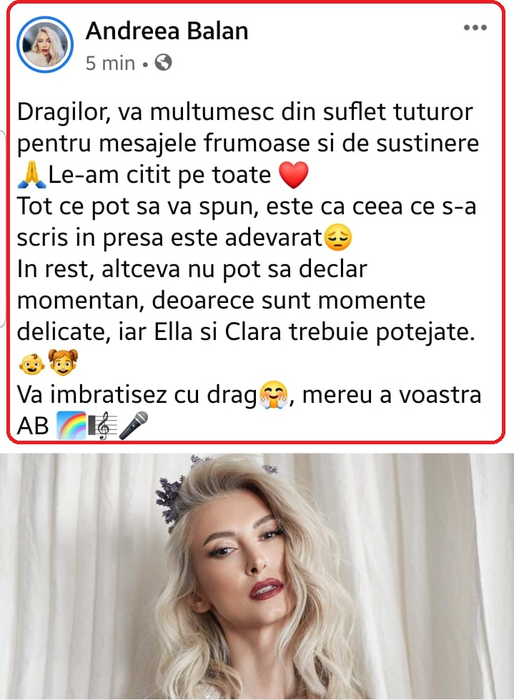 Acum totul e oficial! Andreea Bălan, primele declarații despre divorț: “Sunt momente delicate”. Ce a spus despre George Burcea