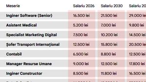 Câți bani vei câștiga pentru meseria ta actuală în 2026, 2030, 2035 și în 2040. Tabel salarii în România