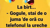 BANC | Gogule, stai de juma' de oră cu telefonul la ureche