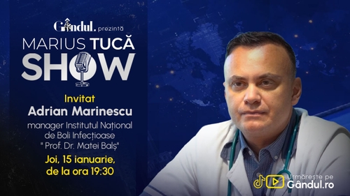 Marius Tucă Show începe joi, 15 ianuarie, de la ora 19.30, live pe Gândul. Invitat: Adrian Marinescu