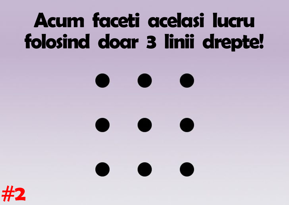 Test IQ cu 10 probleme | Prima: Uniți toate cele 9 puncte, folosind 4 linii drepte, fără a ridica pixul de pe foaie!
