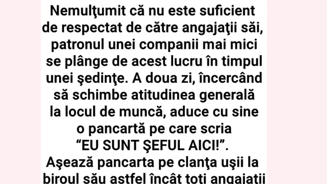 Bancul de weekend | Eu sunt șeful aici!