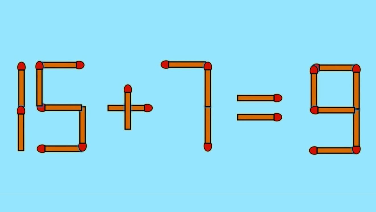 Test IQ cu chibrituri | Mutați un singur băț, pentru a corecta 15 + 7 = 9