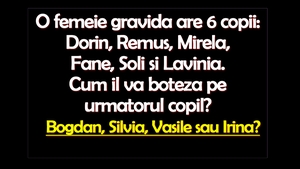 Test de logică | O femeie gravidă are 6 copii: Dorin, Remus, Mirela, Fane, Soli și Lavinia. Cum îl va boteza pe următorul copil?