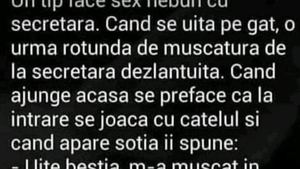 BANC | Un tip face amor nebun cu secretara. Când se uită pe gât, vede o urmă de mușcătură de la secretara dezlănțuită