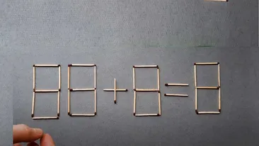 Test de inteligență | Mutați 2 chibrituri pentru a corecta egalitatea: 88+8=8