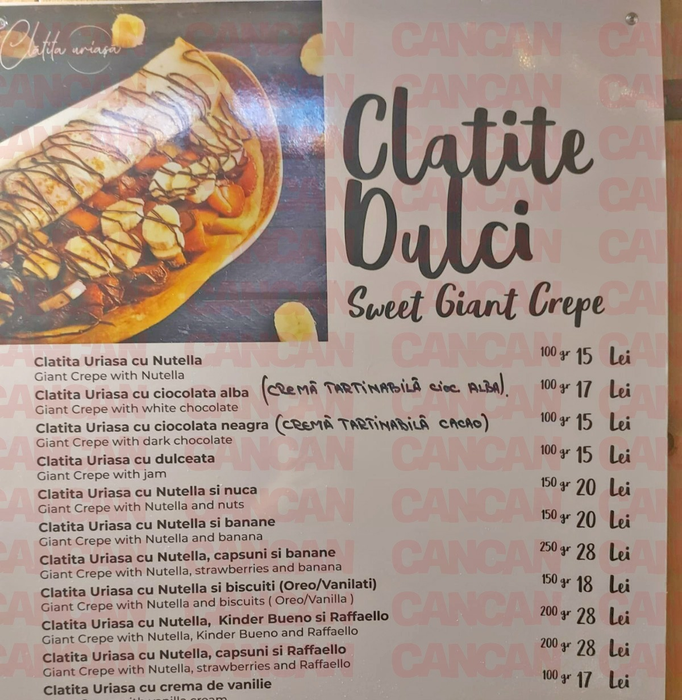 Prețuri clătite dulci. Foto: CANCAN