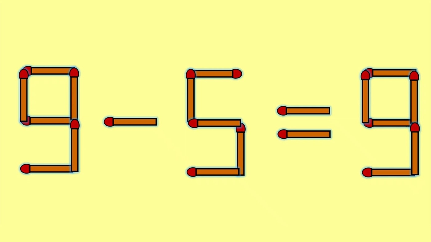 Test de inteligență | Mutați un singur chibrit pentru a corecta 9 - 5 = 9