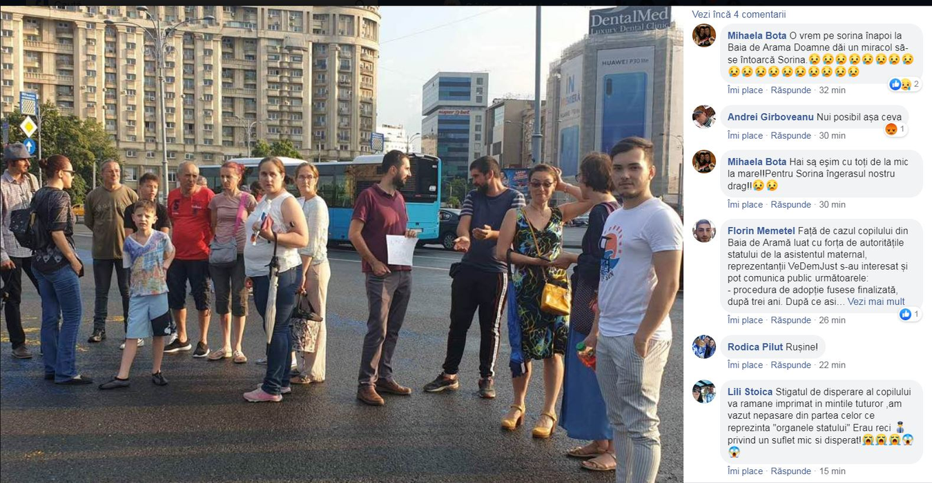 Miting în Piața Victoriei, pentru susținerea Sorinei
