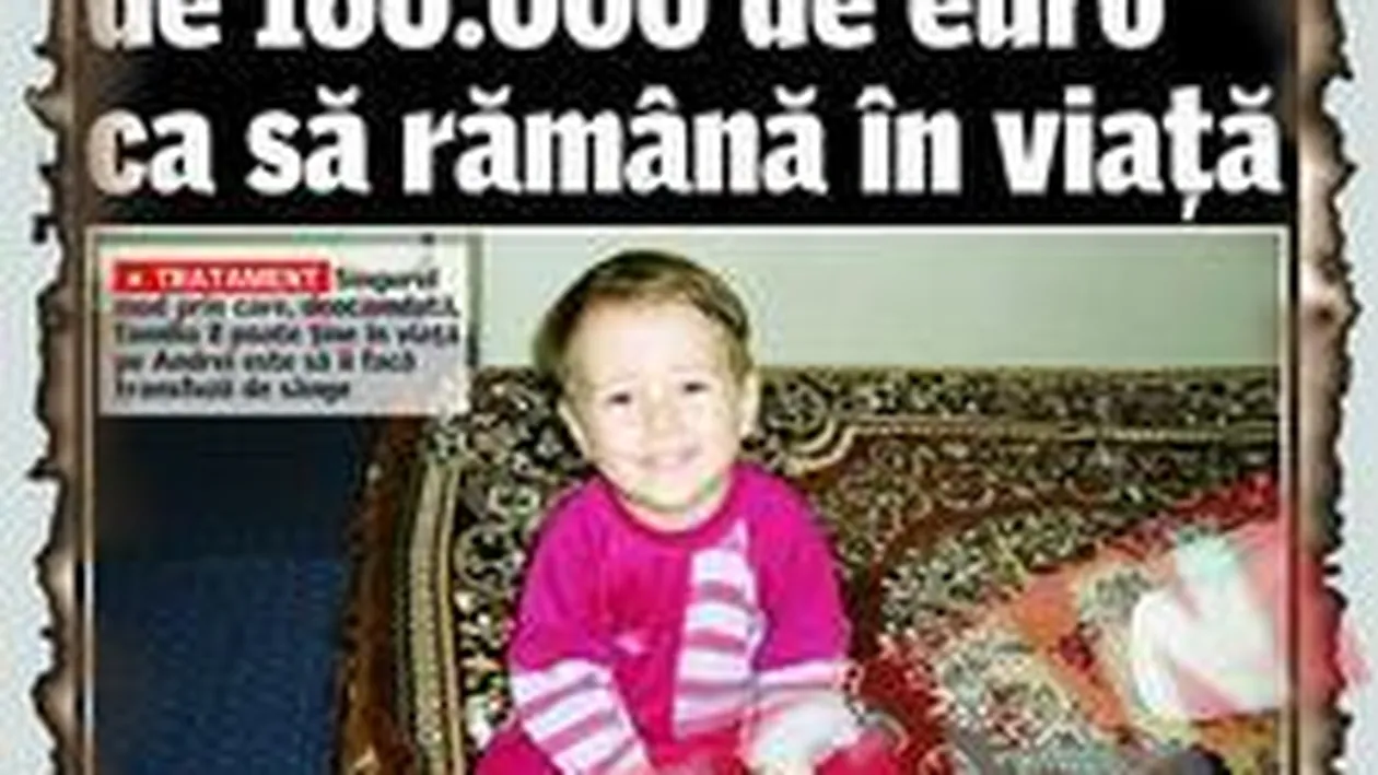 Vadim Tudor, sensibilizat de povestea unui copil bolnav, prezentata in CANCAN