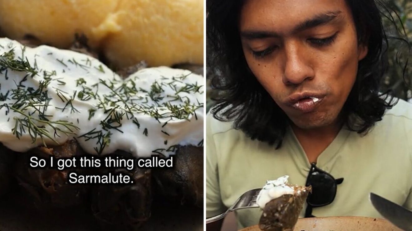 Cum a reacționat acest turist din SUA, după ce a mâncat sarmale în București, pentru prima dată: "So i got this thing called sărmăluțe"