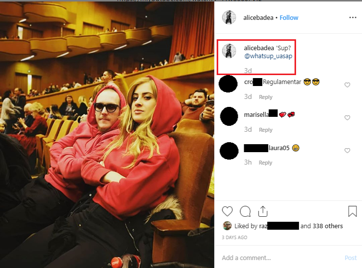 Iubita lui What’s Up a răbufnit în public, după ce artistul a făcut scandal și a fost prins cu droguri. Alice Badea a șters ulterior mesajul, dar avem dovada