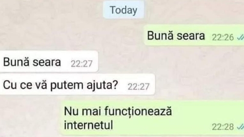BANC | „Bună seara. Nu mai funcționează internetul”