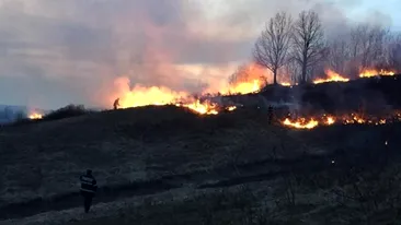 Restricții de circulație pe Valea Oltului, din cauza unui incendiu de vegetație