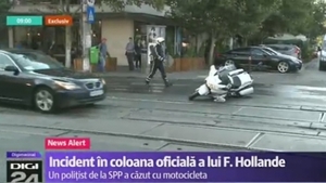 Incident în coloana oficială a preşedintelui Frantei, în Bucureşti