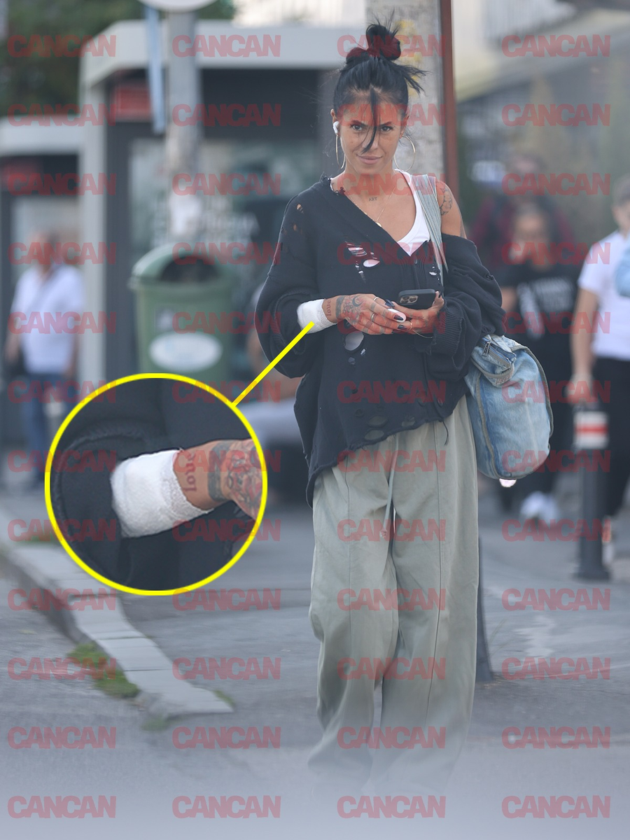 Livia Eftimie, după ce a ieșit de la clinica medicală. Pe mâna dreaptă are o branulă bandajată