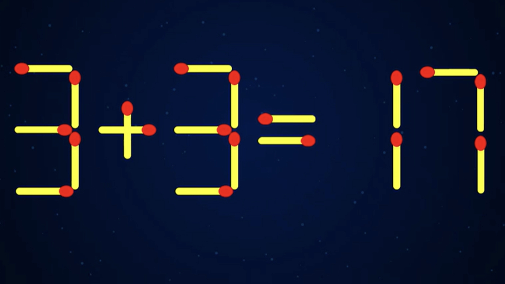 Test de inteligență | Mutați două bețe de chibrit pentru a corecta 3 + 3 = 17