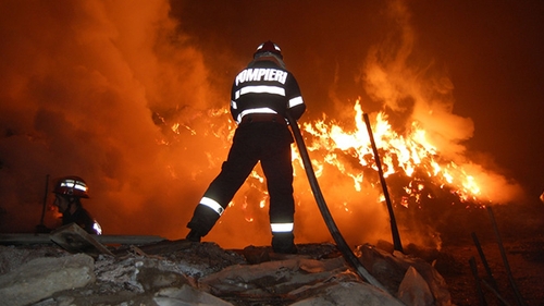 O fabrică de mezeluri de lângă Bucureşti a fost mistuită de flăcări în această dimineaţă