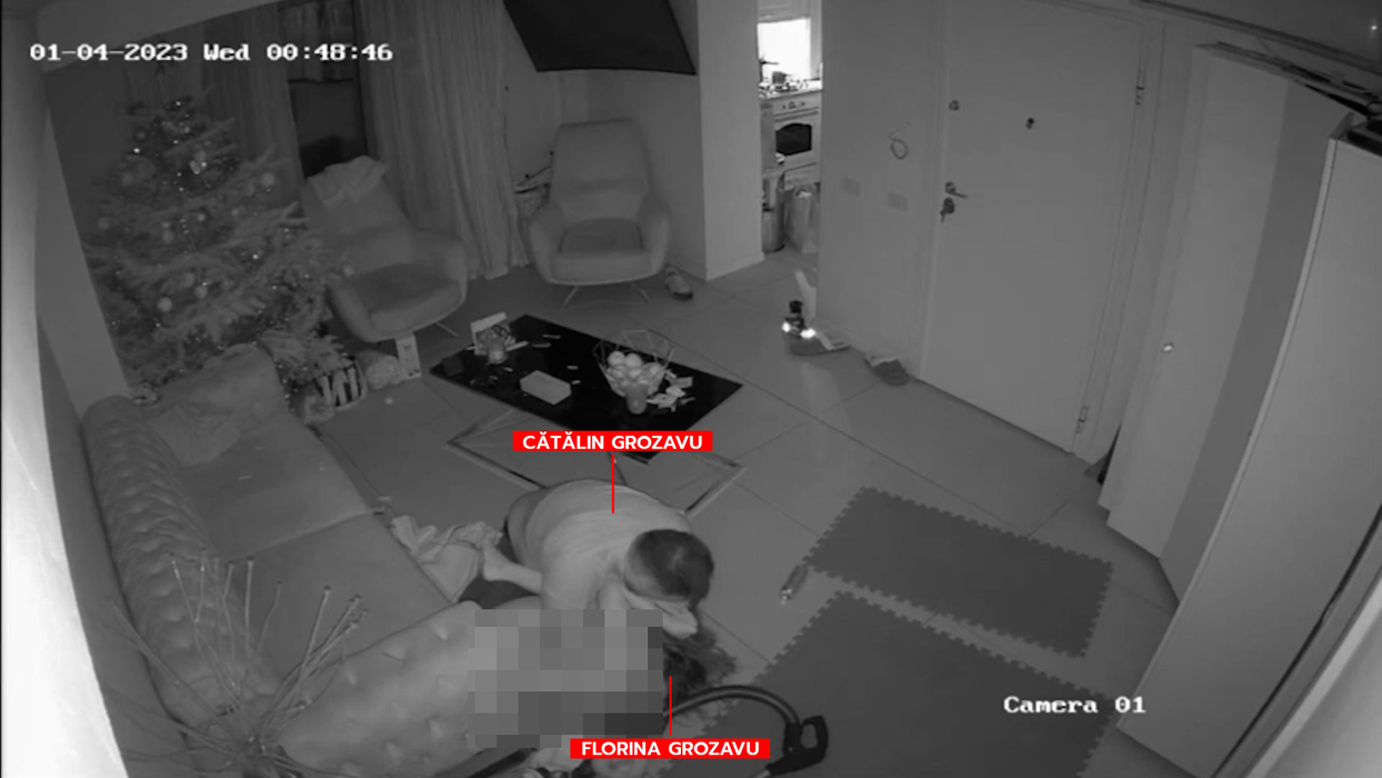 Înregistrarea video cu Cătălin Grozavu, în timp ce își bate cu brutalitate soția
