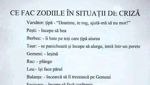 Bancul sfârșitul de săptămână | Ce fac cele 12 zodii în situații de criză