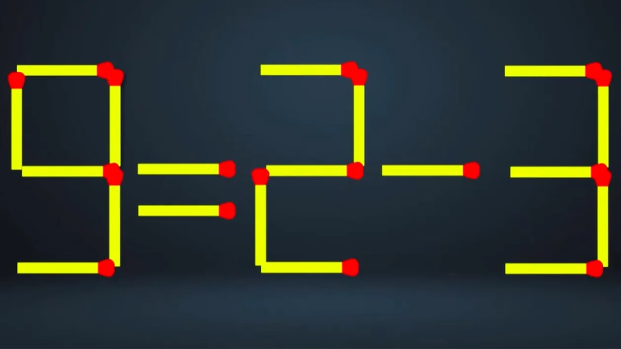 Test IQ cu chibrituri | Corectați 9 = 2 - 3, mutând un singur băț
