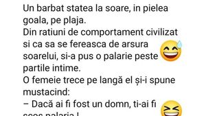 BANCUL ZILEI | Un bărbat stătea la soare, în pielea goală, pe plajă
