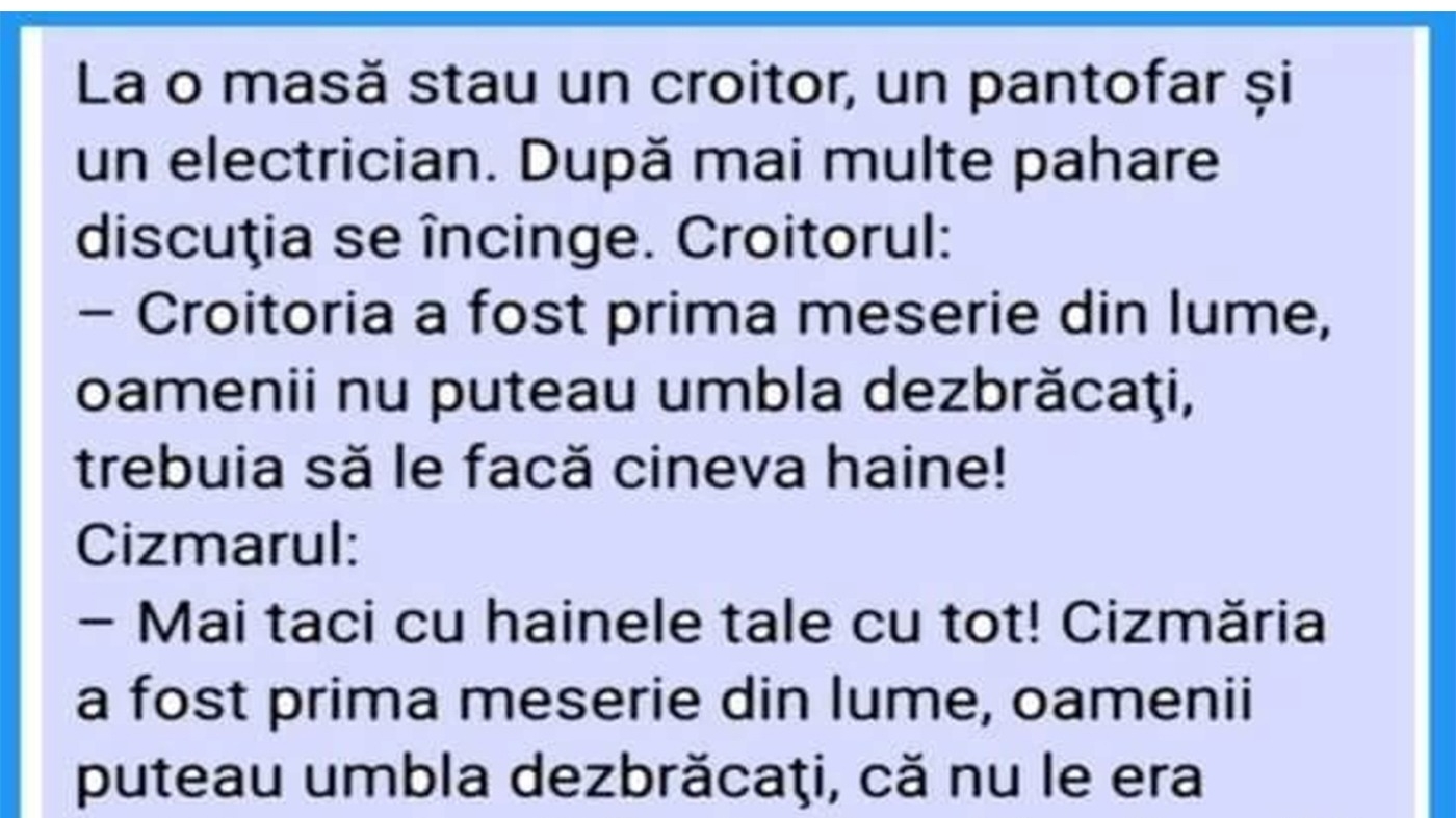 BANC | La o masă stau un croitor, un pantofar și un electrician