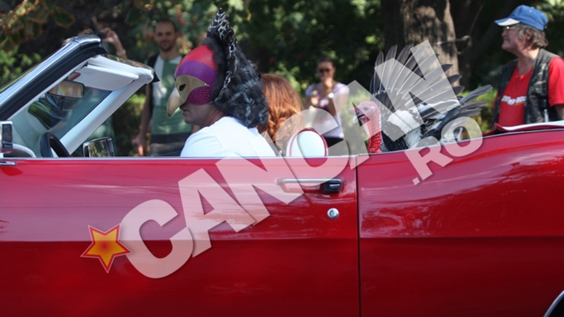 Asta e ultima aroganta in trafic! Omul-pasare a agatat o domnisoara sexy si un curcan si a pornit la drum. Vezi imagini incredibile!