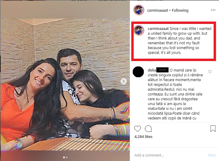 Carmina, mesaj tranșant pentru tatăl ei, Liviu Vârciu. Ce i-a spus în public adolescenta