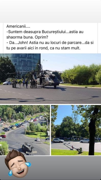Românii au mult umor! Cele mai bune glume din online după aterizarea de urgență a elicopterului american, Black Hawk, în Piaţa Charles de Gaulle | FOTO