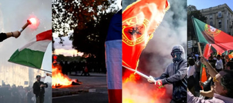 Noaptea revoltelor în Europa. Au luat foc pe rând Franța, Italia, Albania, Portugalia și Belgia. Mulțimi de oameni furioși incendiază clădiri, sparg magazine și se luptă cu jandarmii. Se anunță proteste și astăzi în marile orașe europene